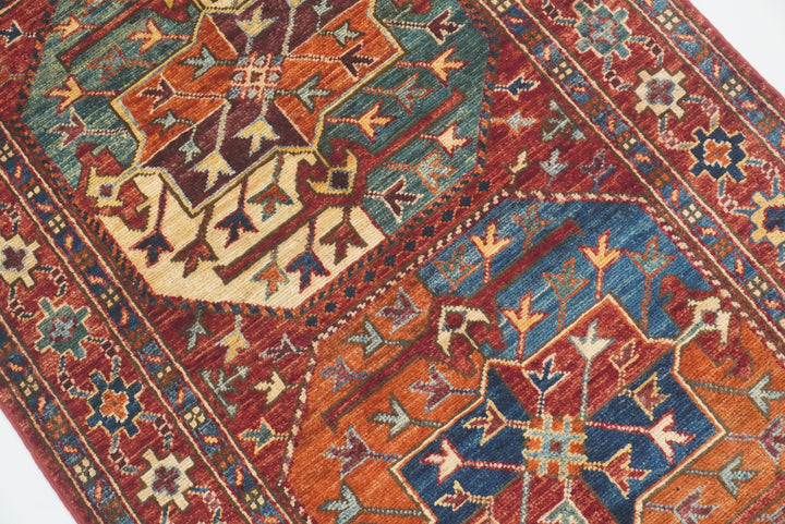 2'8"x4'4" Red Ersari Hand Knotted Afghan Oriental Rug - Yildiz Rugs