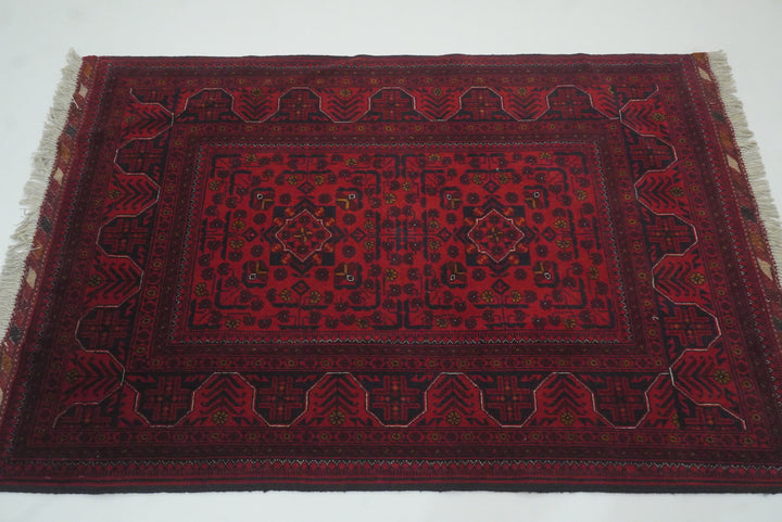 3x5 Red Kunduz Afghan Hand Knotted Oriental Rug - Yildiz Rugs