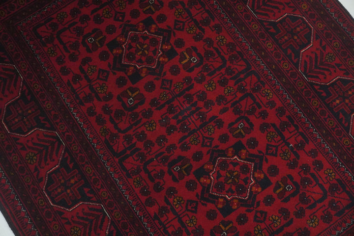 3x5 Red Kunduz Afghan Hand Knotted Oriental Rug - Yildiz Rugs