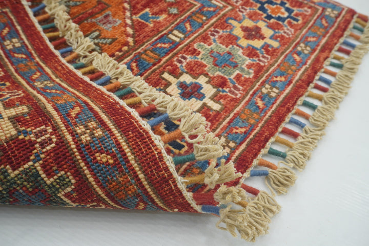 2'8"x4'4" Red Ersari Hand Knotted Afghan Oriental Rug - Yildiz Rugs