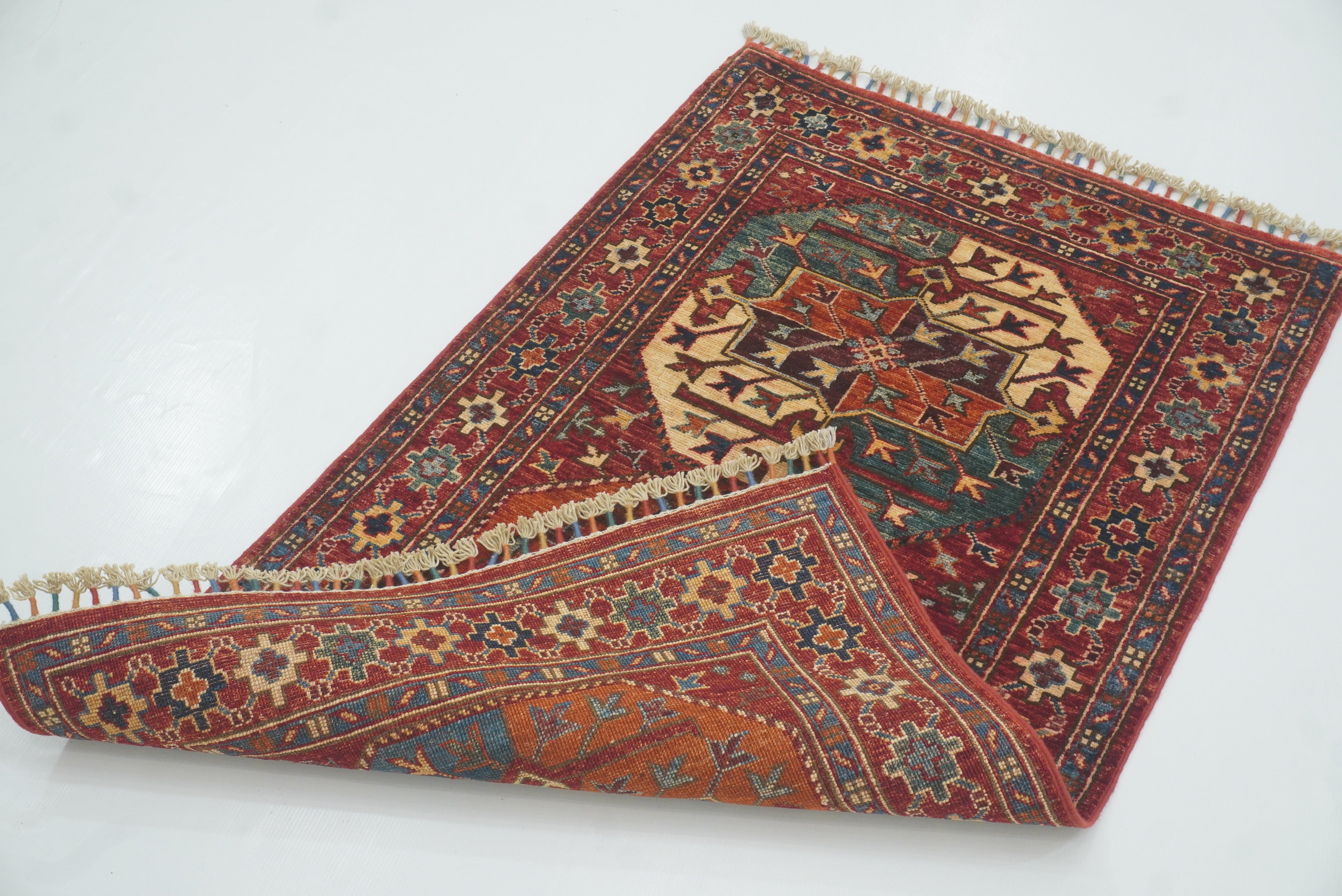2'8"x4'4" Red Ersari Hand Knotted Afghan Oriental Rug - Yildiz Rugs