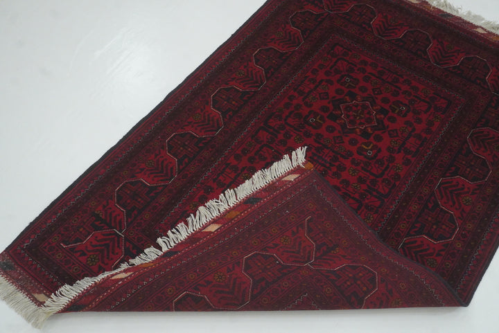 3x5 Red Kunduz Afghan Hand Knotted Oriental Rug - Yildiz Rugs