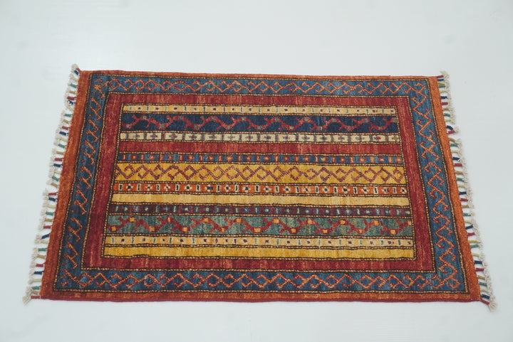 2x3 Red Turkish Hand-Knotted Wool Rug - Yildiz Rugs