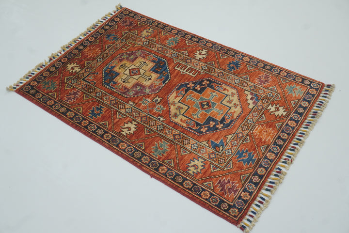3x4 Red Ersari Hand Knotted Afghan Oriental Rug - Yildiz Rugs