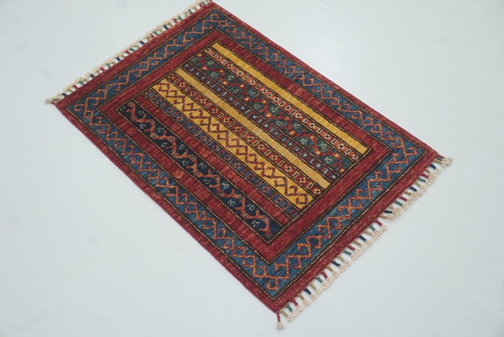2x3 Red Turkish Hand-Knotted Wool Rug - Yildiz Rugs