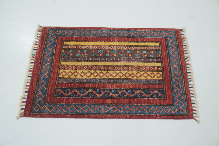 2x3 Red Turkish Hand-Knotted Wool Rug - Yildiz Rugs
