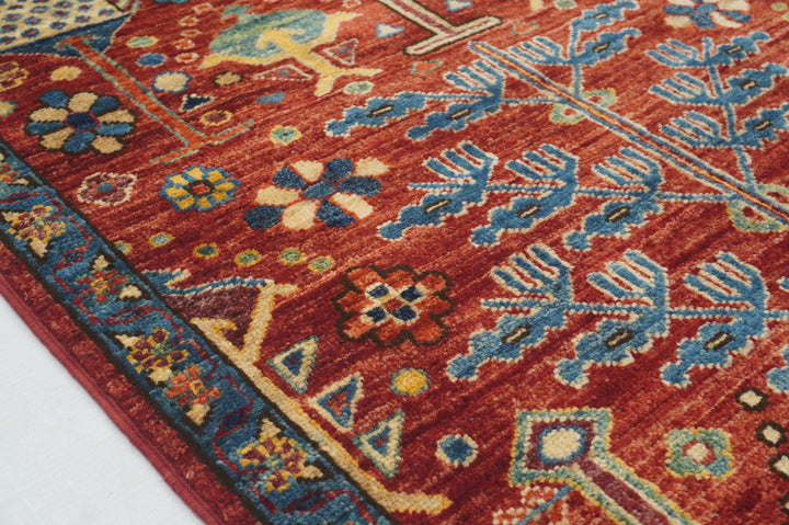 10 ft Red Afghan Bakshaish Hand knotted Runner Rug