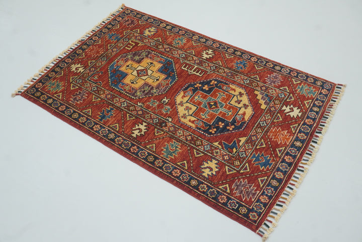 3x4 Red Ersari Hand Knotted Afghan Oriental Rug - Yildiz Rugs