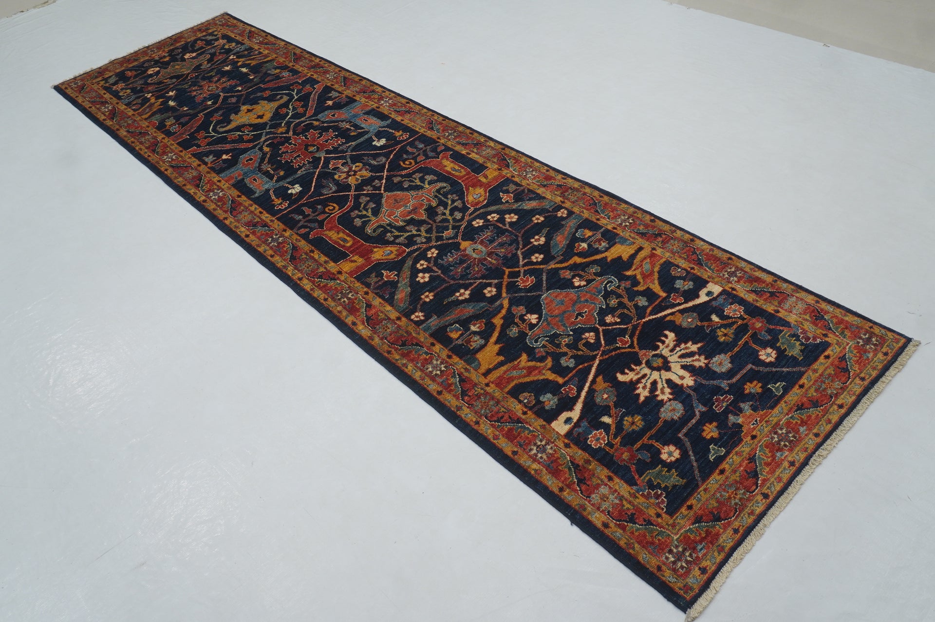 10 ft Navy Blue Bidjar Afghan Hand knotted Oriental Runner Rug