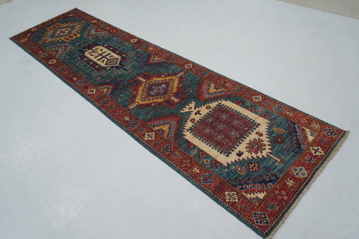 10 Ft Green Malayer Afghan hand knotted Oriental Runner Rug