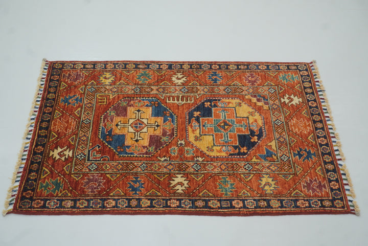 3x4 Red Ersari Hand Knotted Afghan Oriental Rug - Yildiz Rugs