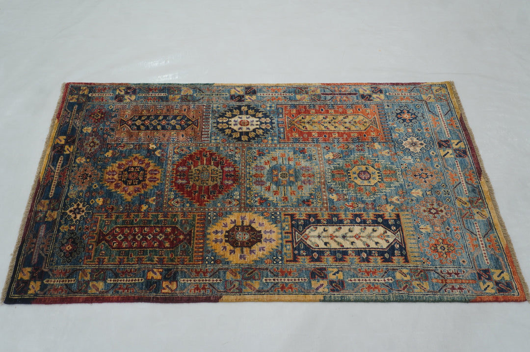 3x5 Blue Baluch Afghan Hand knotted Tribal Rug