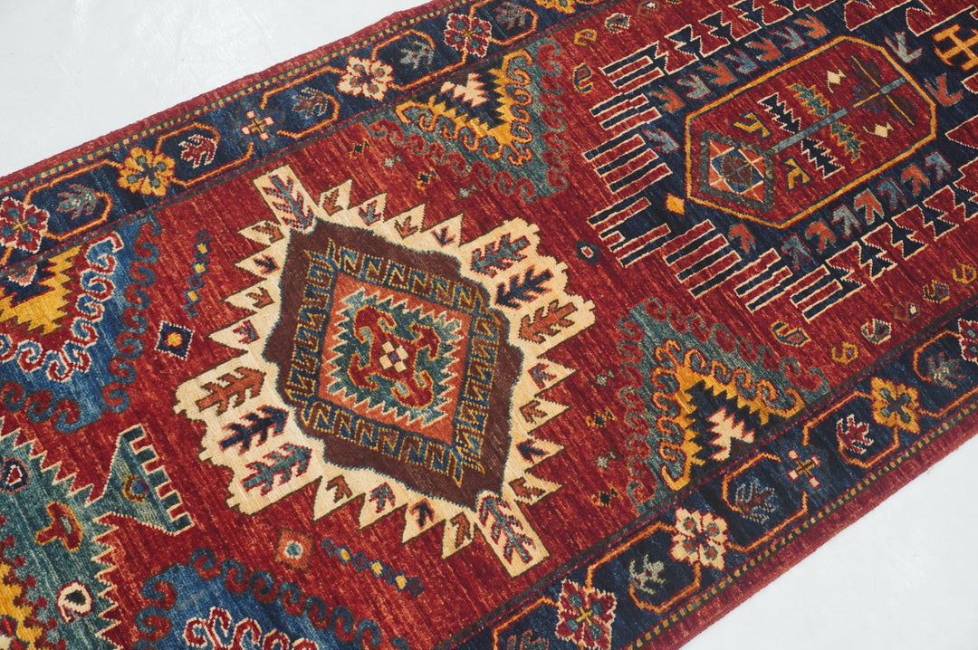 10 ft Red Malayer Afghan hand knotted Runner Rug