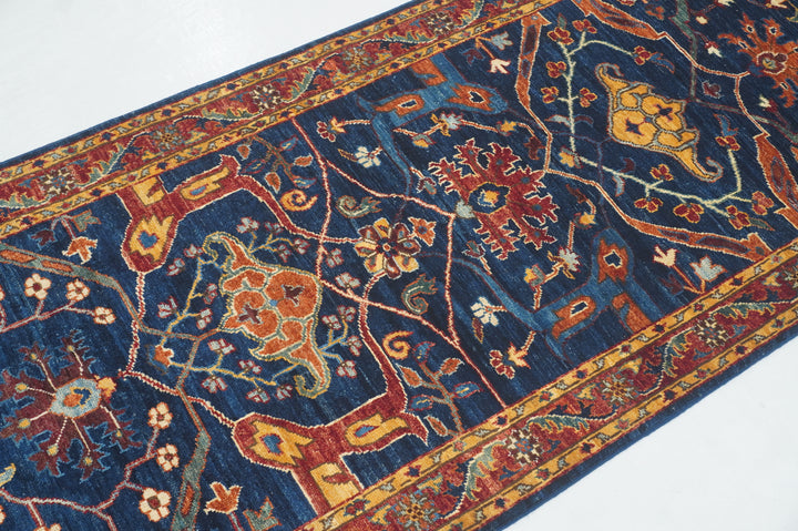 12 ft Navy Blue Bidjar Afghan Hand knotted Runner Rug