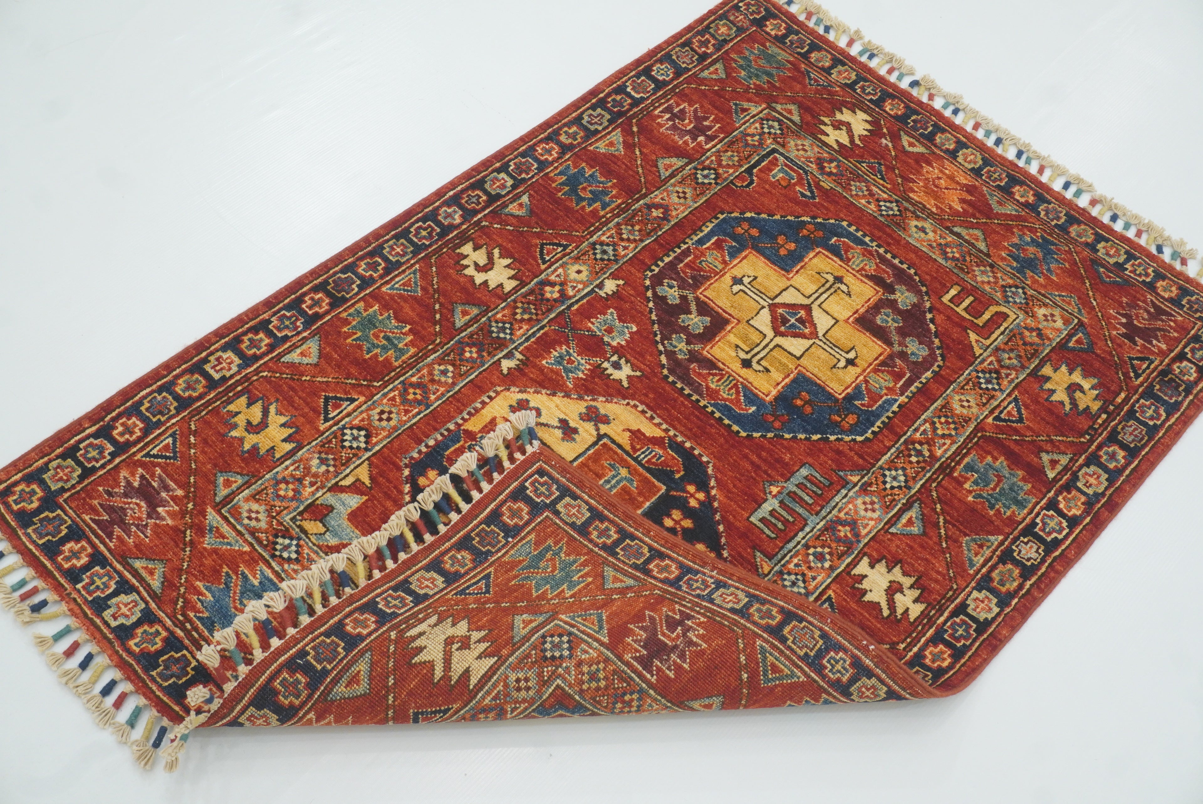 3x4 Red Ersari Hand Knotted Afghan Oriental Rug - Yildiz Rugs
