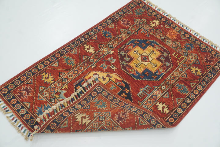 3x4 Red Ersari Hand Knotted Afghan Oriental Rug - Yildiz Rugs