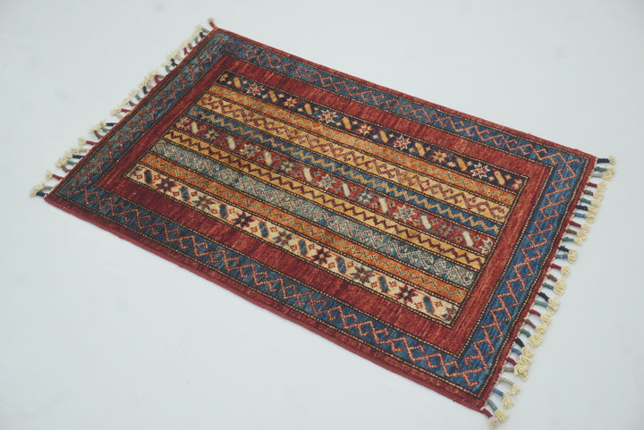 2x3 Red Turkish Hand-Knotted Wool Rug - Yildiz Rugs
