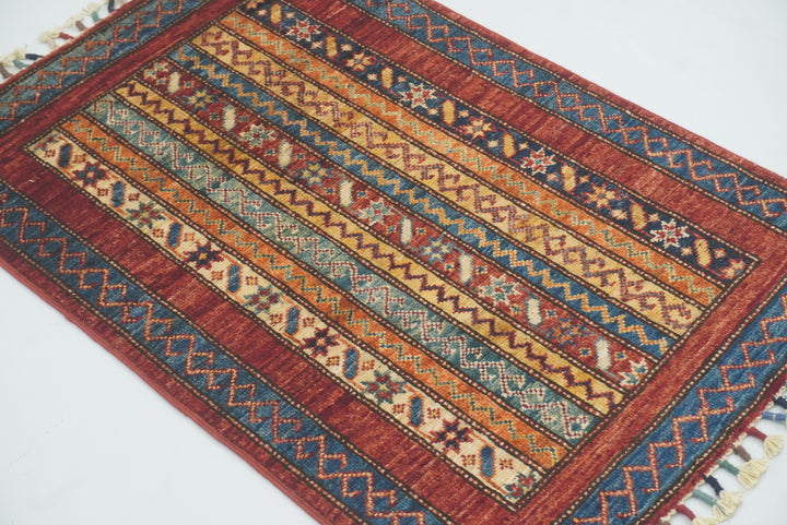 2x3 Red Turkish Hand-Knotted Wool Rug - Yildiz Rugs