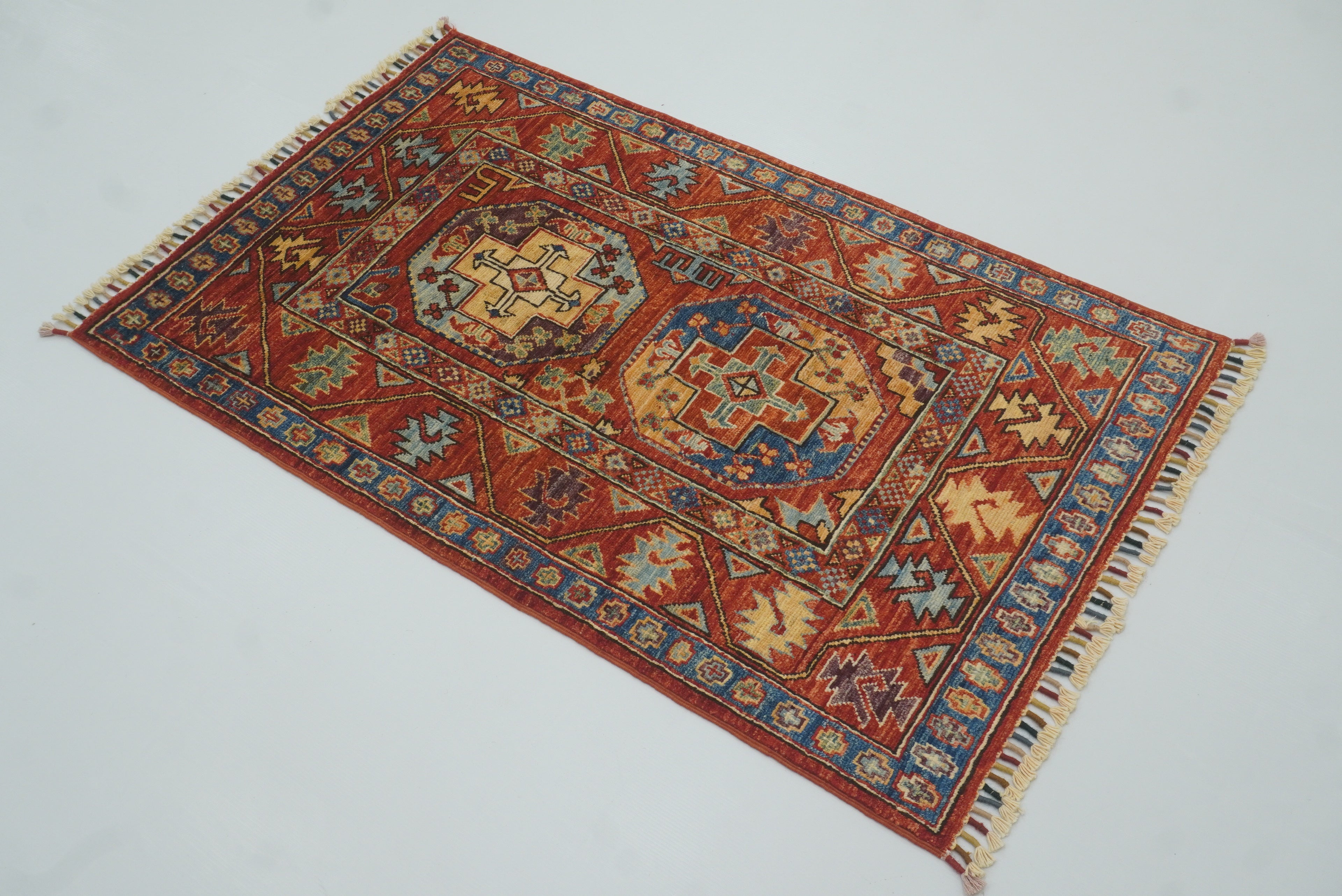 3x4 Red Ersari Hand Knotted Afghan Oriental Rug - Yildiz Rugs