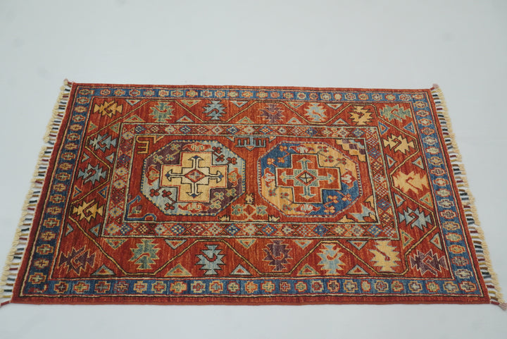 3x4 Red Ersari Hand Knotted Afghan Oriental Rug - Yildiz Rugs