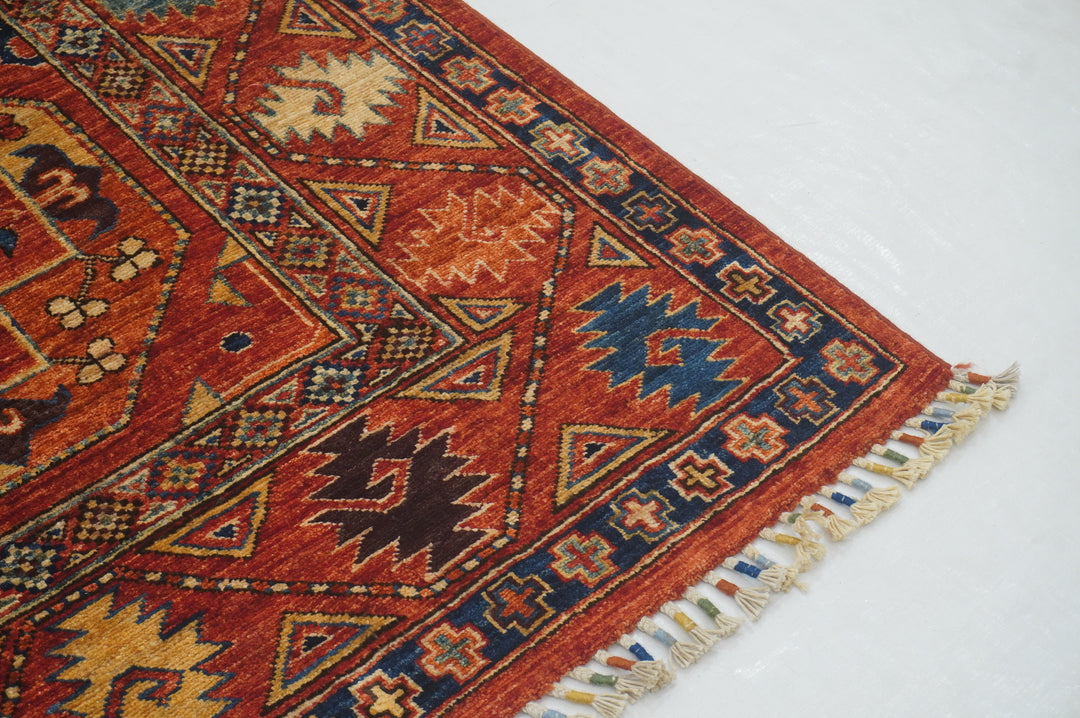 5x7 Red Afghan Ersari Turkmen hand knotted Rug