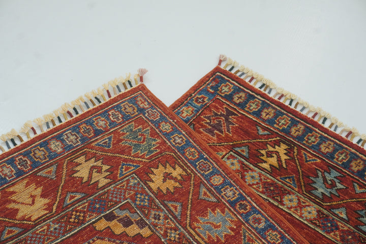 3x4 Red Ersari Hand Knotted Afghan Oriental Rug - Yildiz Rugs