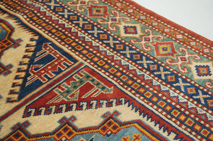 4x6 Blue Afghan Shirvan Vintage Caucasian Hand knotted Rug