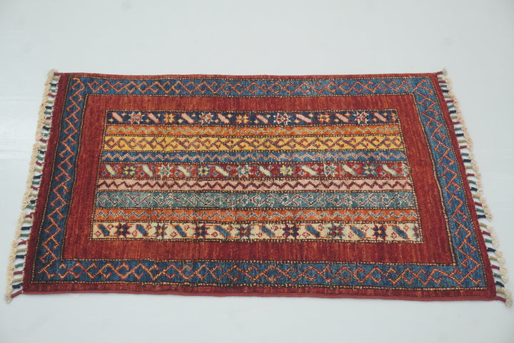 2x3 Red Turkish Hand-Knotted Wool Rug - Yildiz Rugs