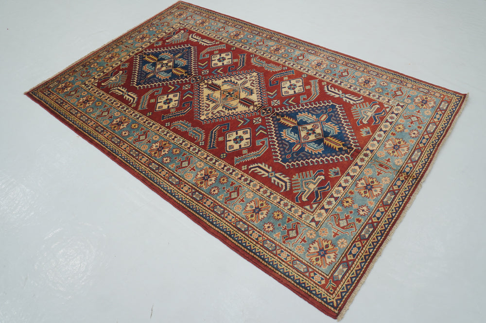 4 x 7 Red Afghan Shirvan Vintage Caucasian Hand knotted Rug - Yildiz Rugs