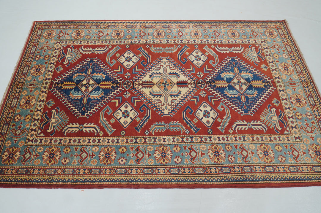 4 x 7 Red Afghan Shirvan Vintage Caucasian Hand knotted Rug - Yildiz Rugs