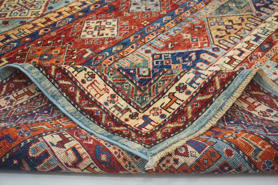SOLD 8x8 Blue Gabbeh Square Tribal Afghan hand knotted Rug