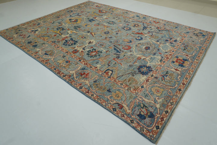 9x12 Oushak A Blue Hand knotted Wool Rug - Yildiz Rugs