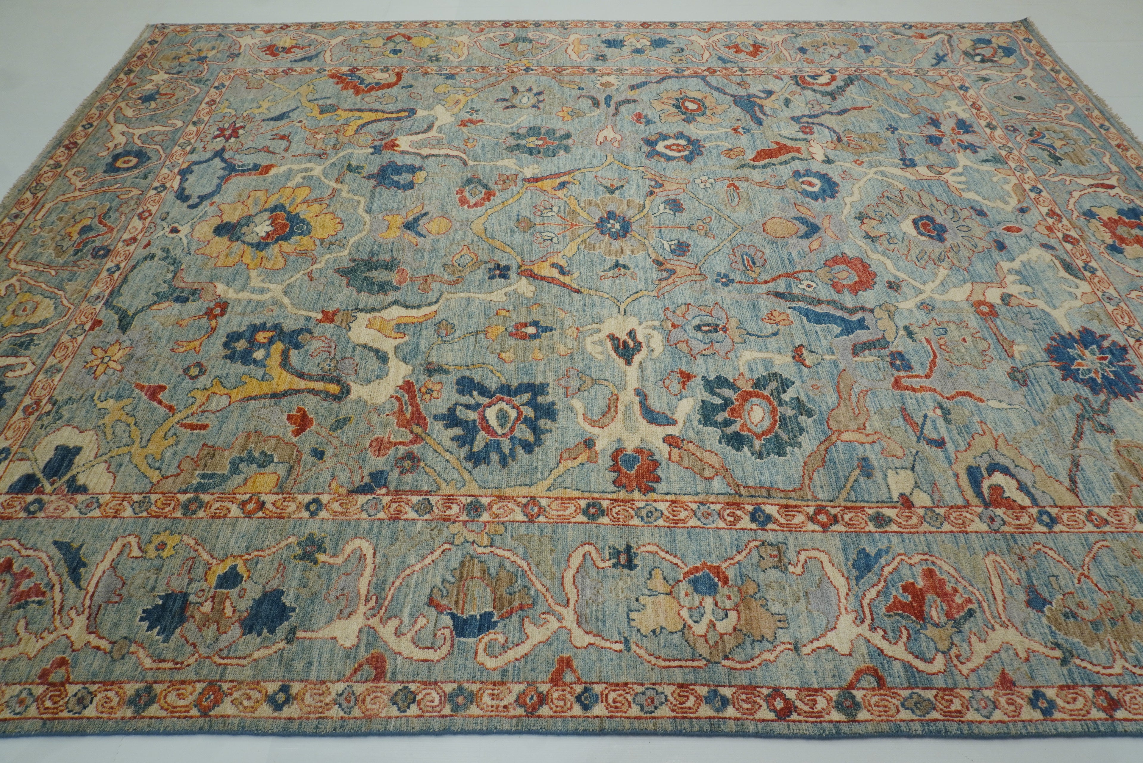 9x12 Oushak A Blue Hand knotted Wool Rug - Yildiz Rugs