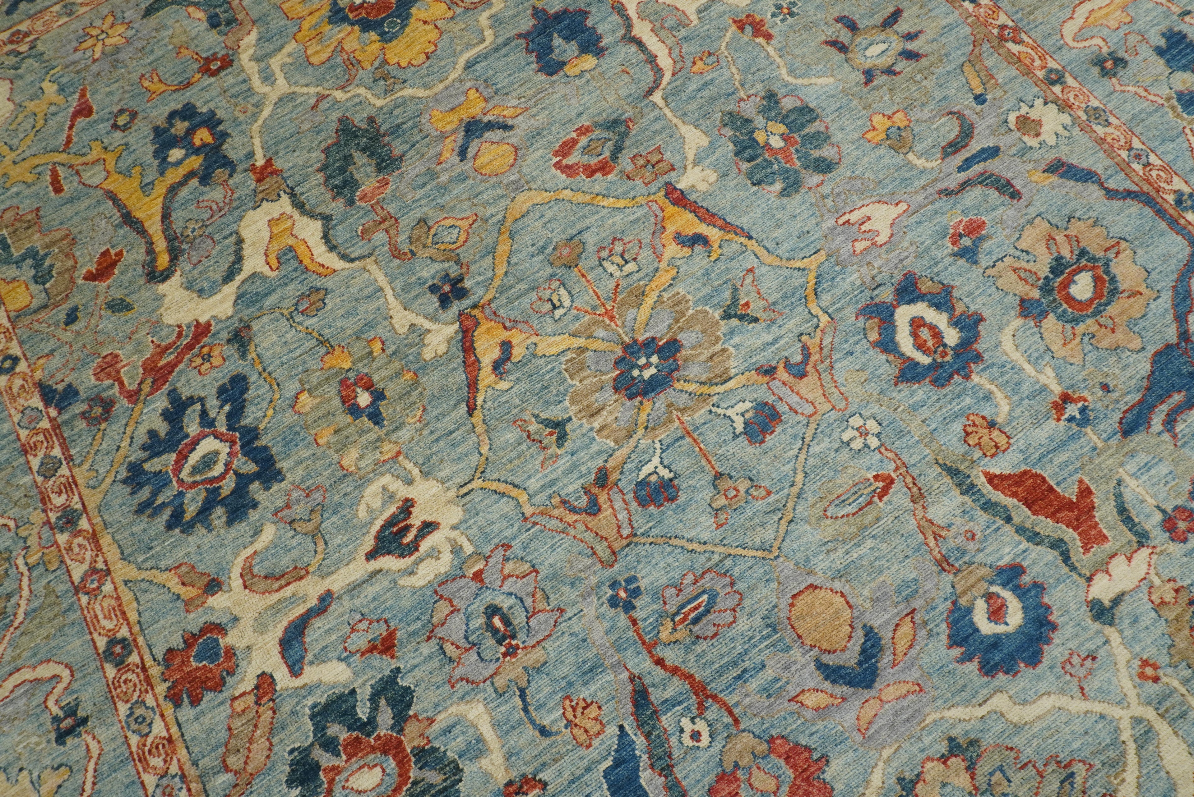9x12 Oushak A Blue Hand knotted Wool Rug - Yildiz Rugs