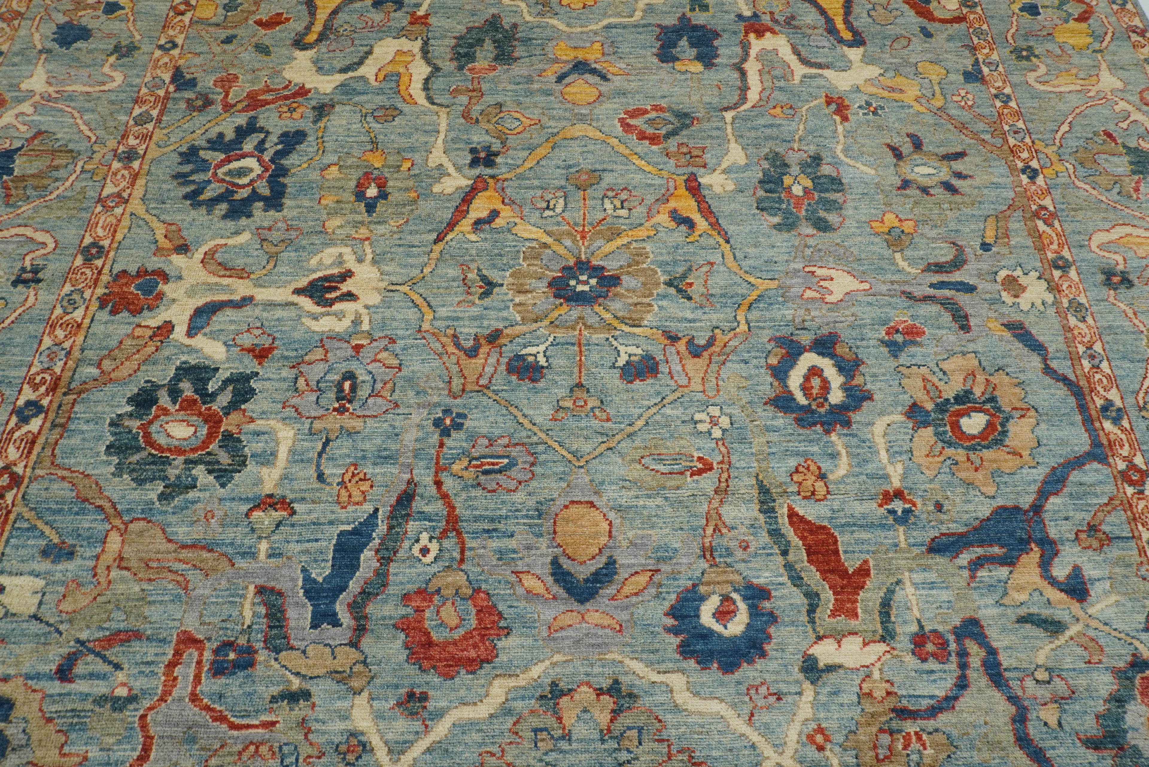 9x12 Oushak A Blue Hand knotted Wool Rug - Yildiz Rugs