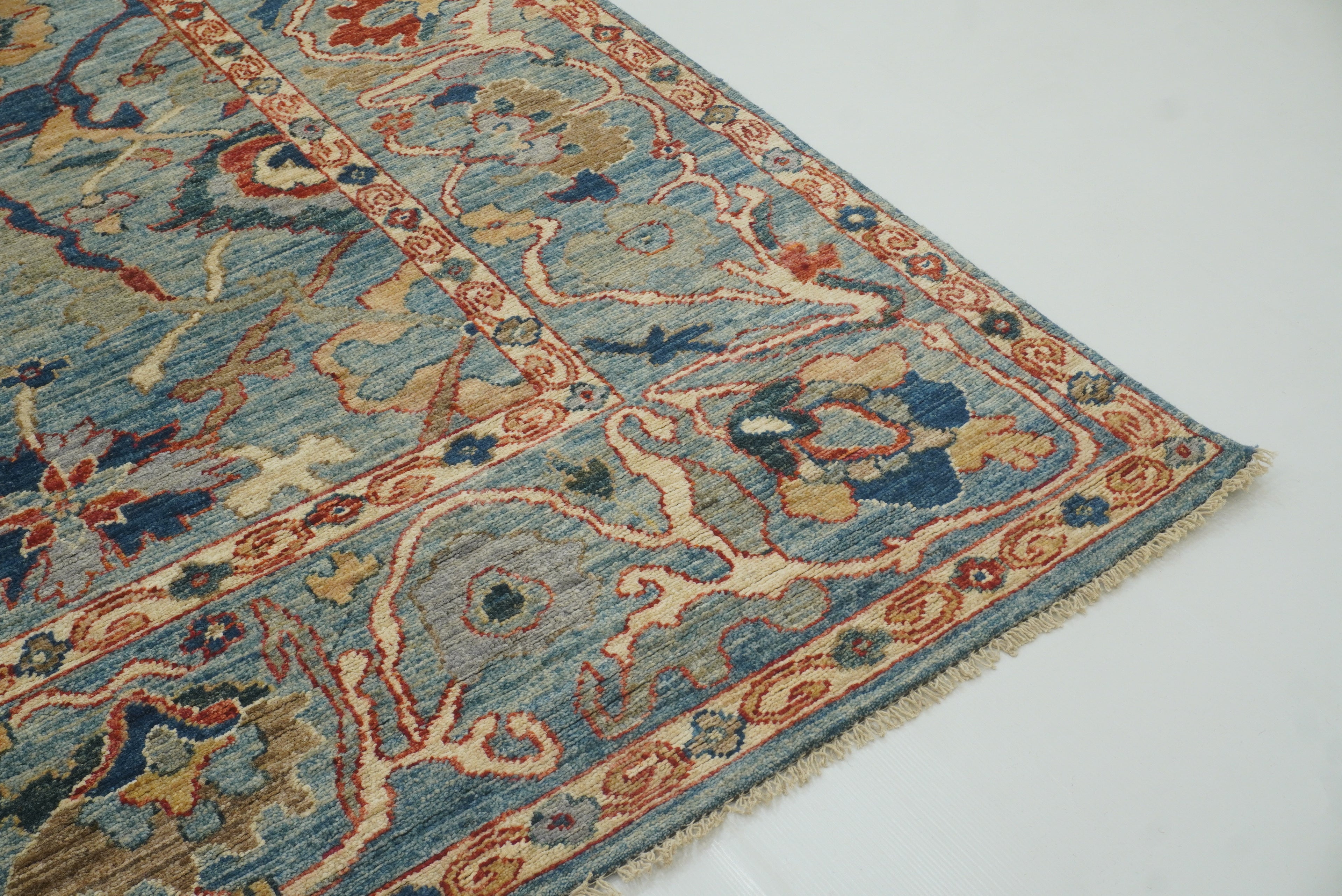 9x12 Oushak A Blue Hand knotted Wool Rug - Yildiz Rugs