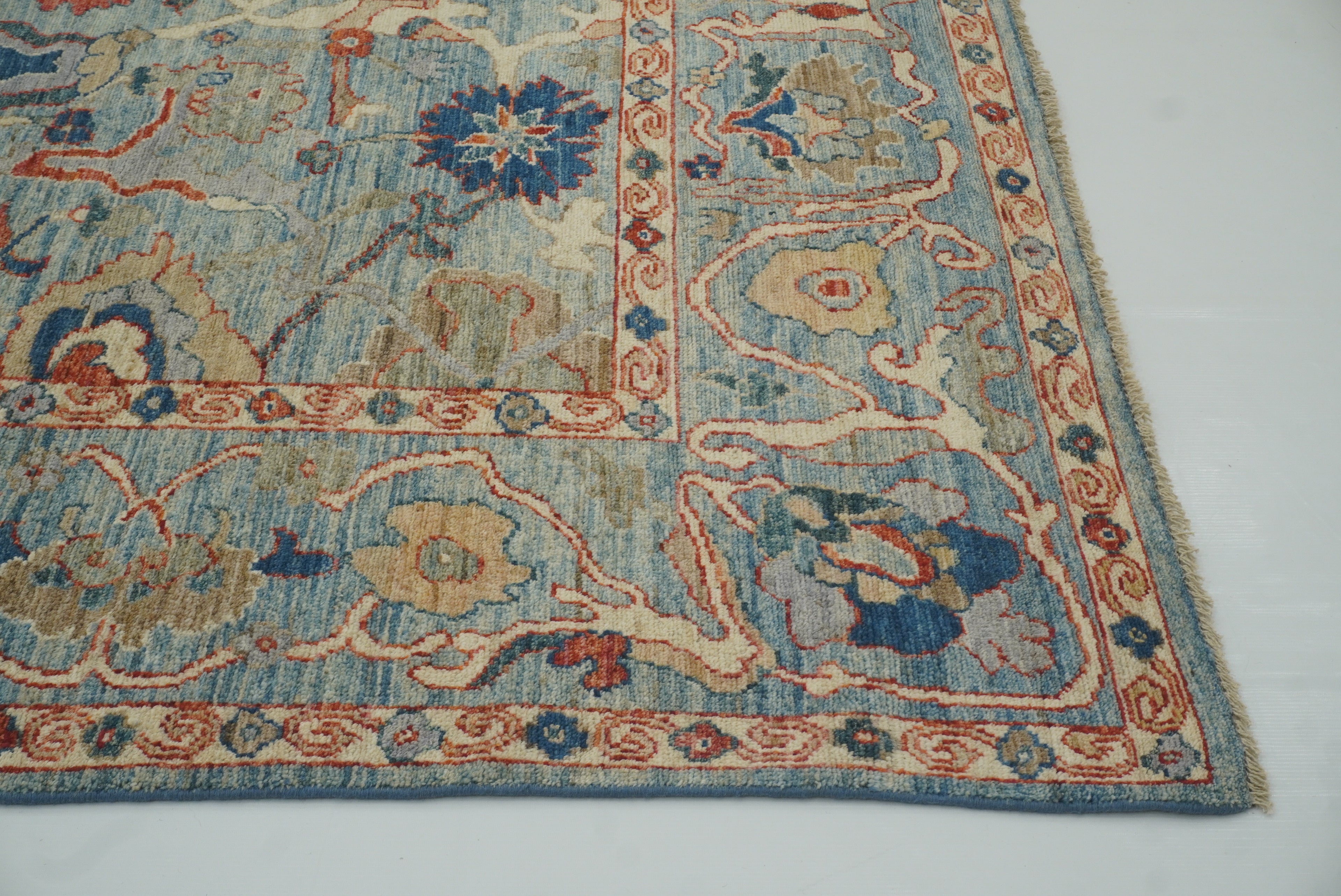 9x12 Oushak A Blue Hand knotted Wool Rug - Yildiz Rugs