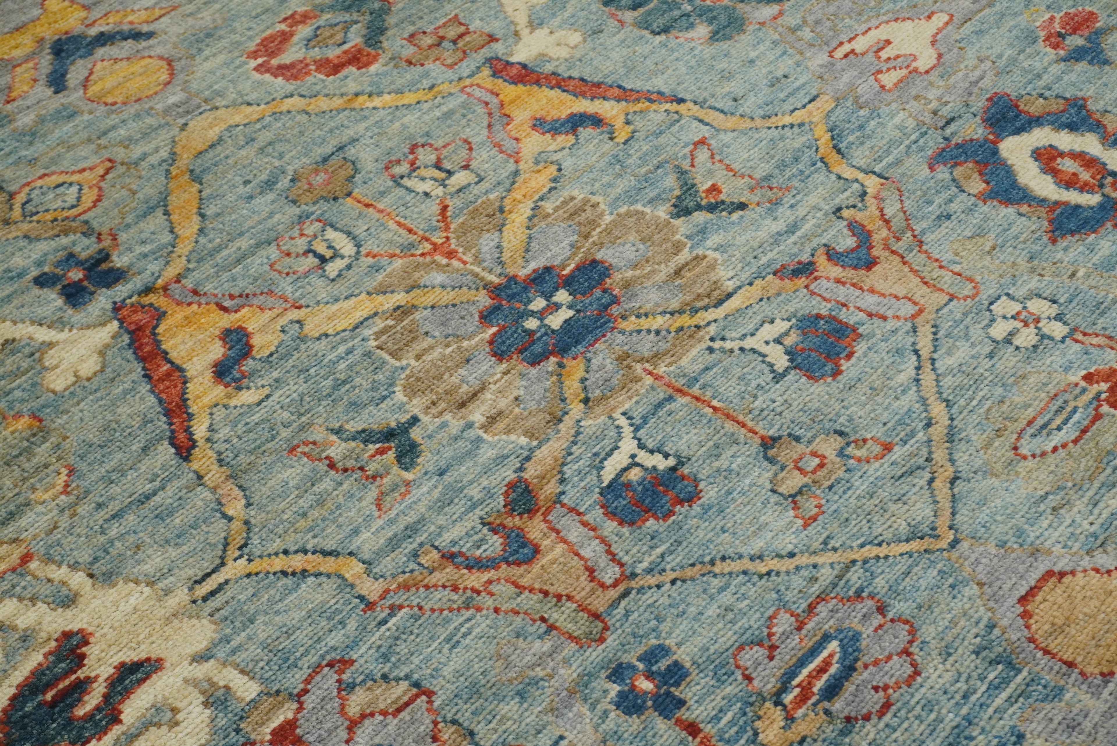 9x12 Oushak A Blue Hand knotted Wool Rug - Yildiz Rugs