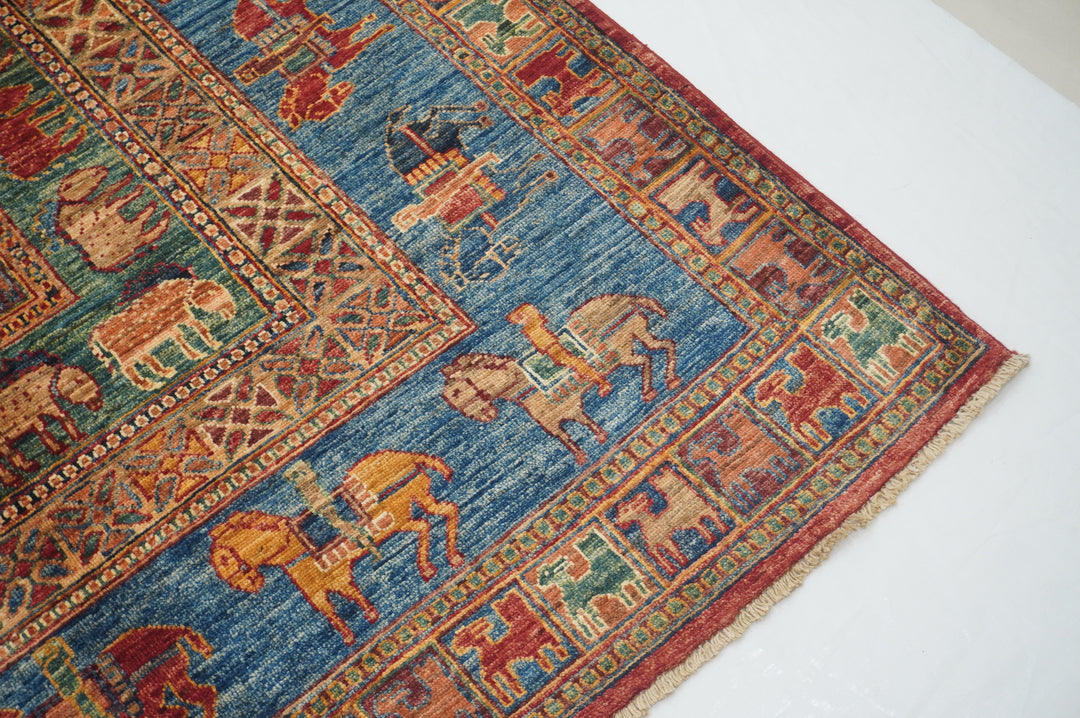 9x12 Red Pazyryk Afghan Hand Knotted wool Tribal Oriental Rug - Yildiz Rugs