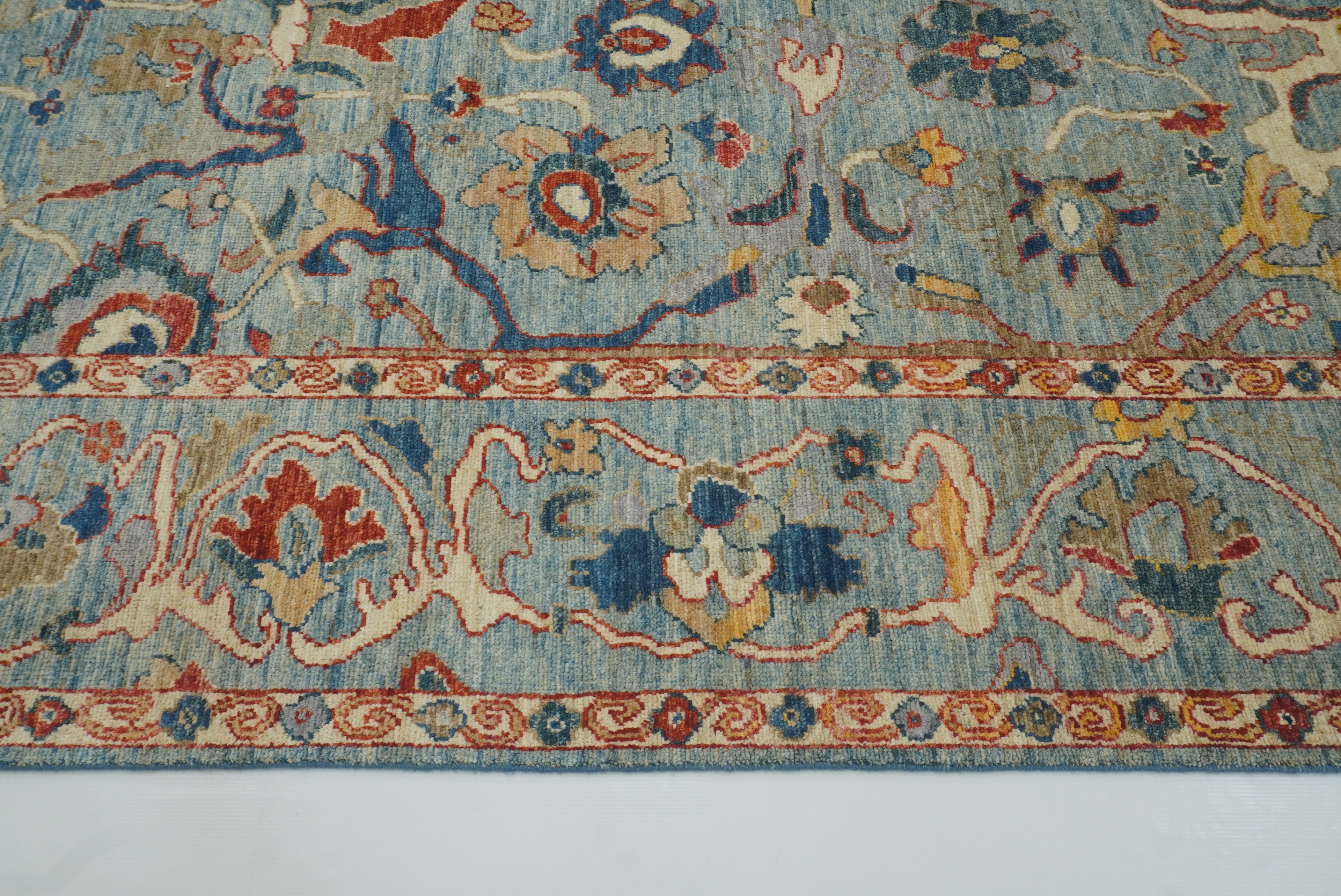 9x12 Oushak A Blue Hand knotted Wool Rug - Yildiz Rugs
