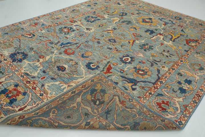 9x12 Oushak A Blue Hand knotted Wool Rug - Yildiz Rugs