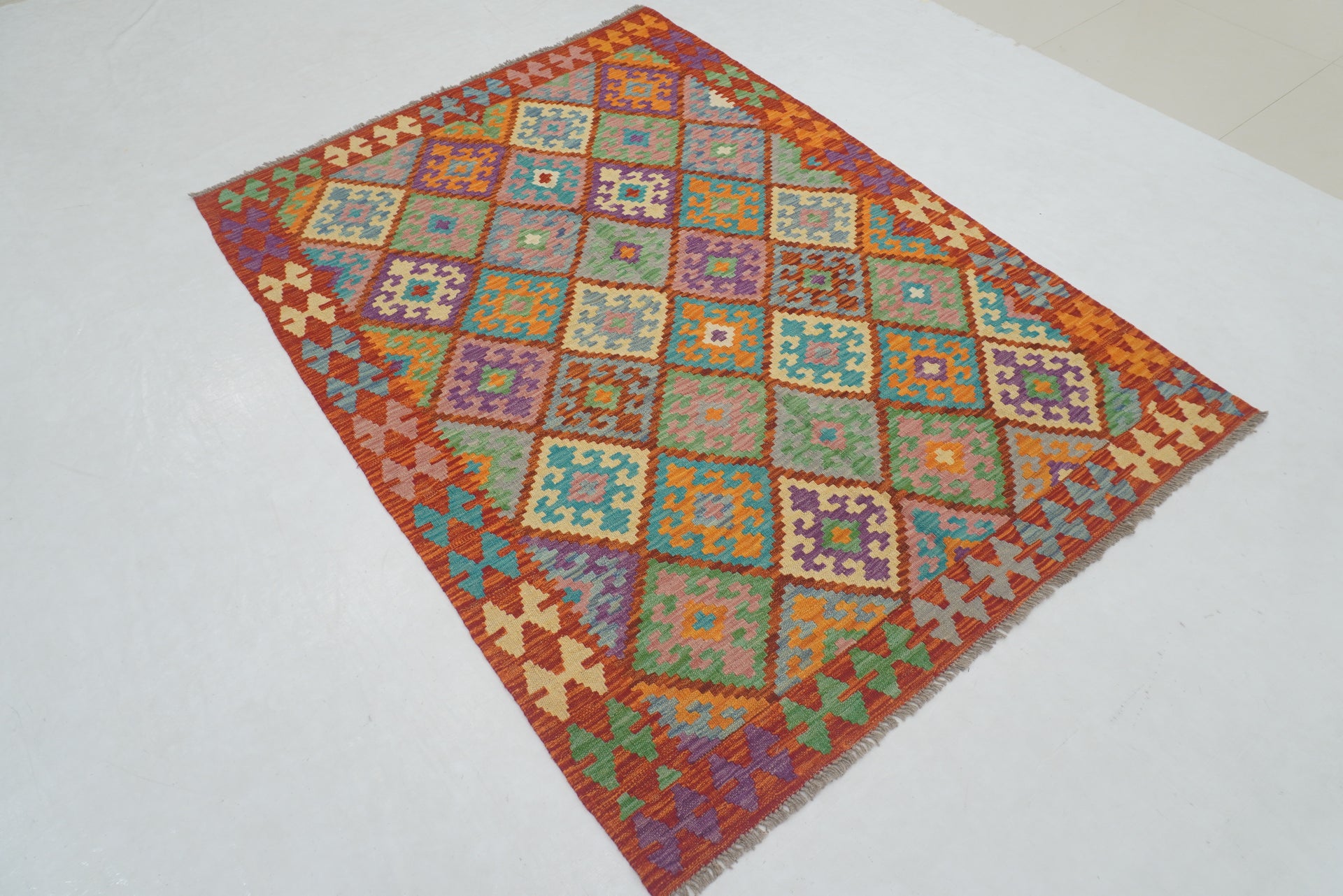 5x7 Red Afghan Reversible Kilim Rug