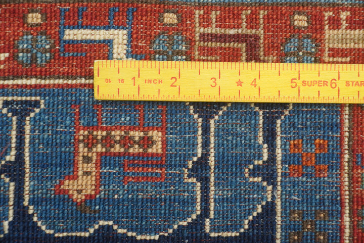 9x12 Blue Tribal Gabbeh Hand-Knotted Afghan Wool Animal Rug - Yildiz Rugs