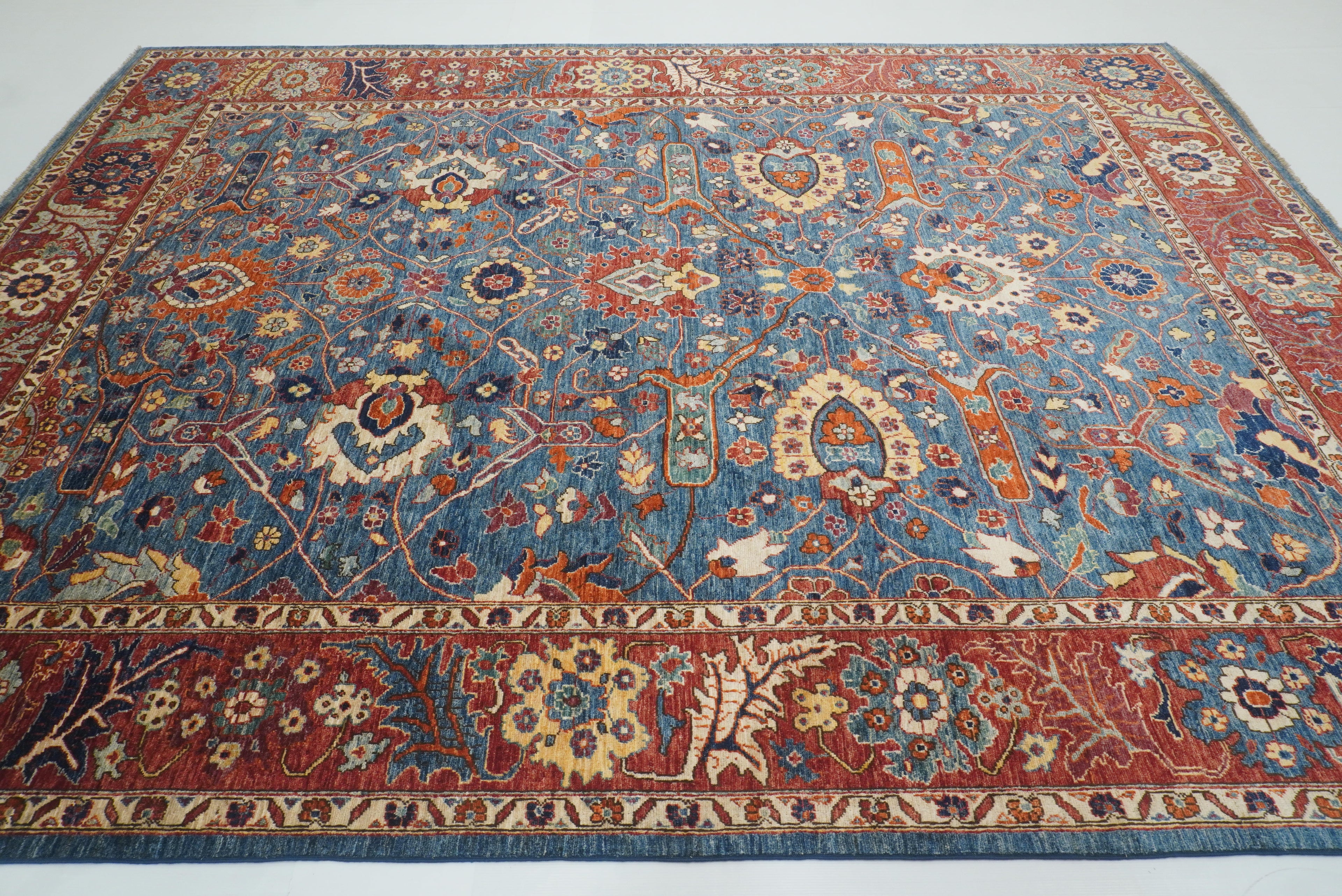 9x12 Blue Afghan Hand-Knotted Wool Traditional Oriental Rug - Yildiz Rugs
