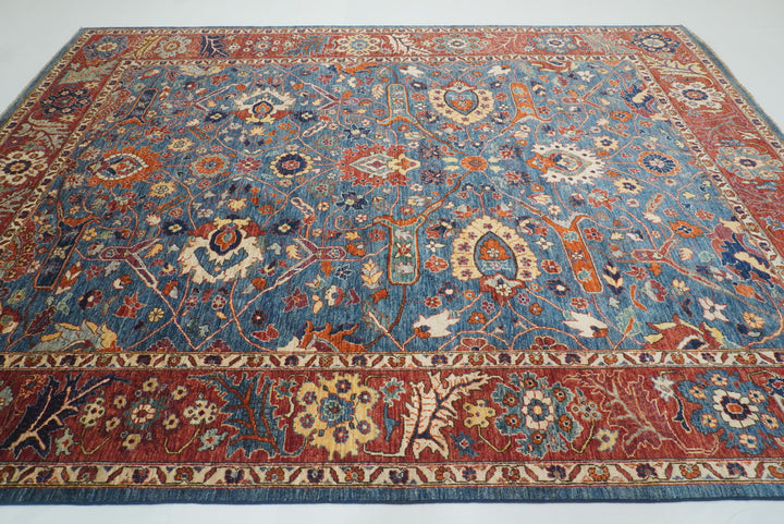 9x12 Blue Afghan Hand-Knotted Wool Traditional Oriental Rug - Yildiz Rugs