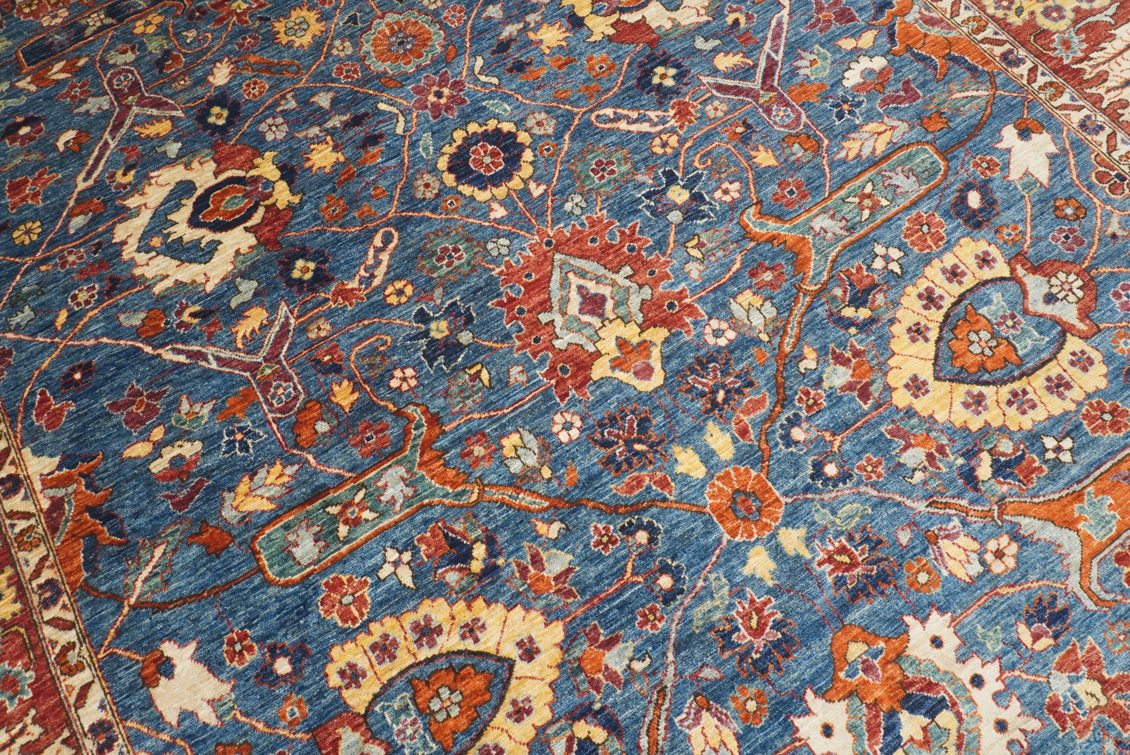 9x12 Blue Afghan Hand-Knotted Wool Traditional Oriental Rug - Yildiz Rugs