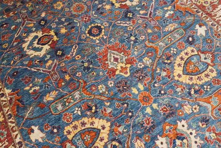 9x12 Blue Afghan Hand-Knotted Wool Traditional Oriental Rug - Yildiz Rugs
