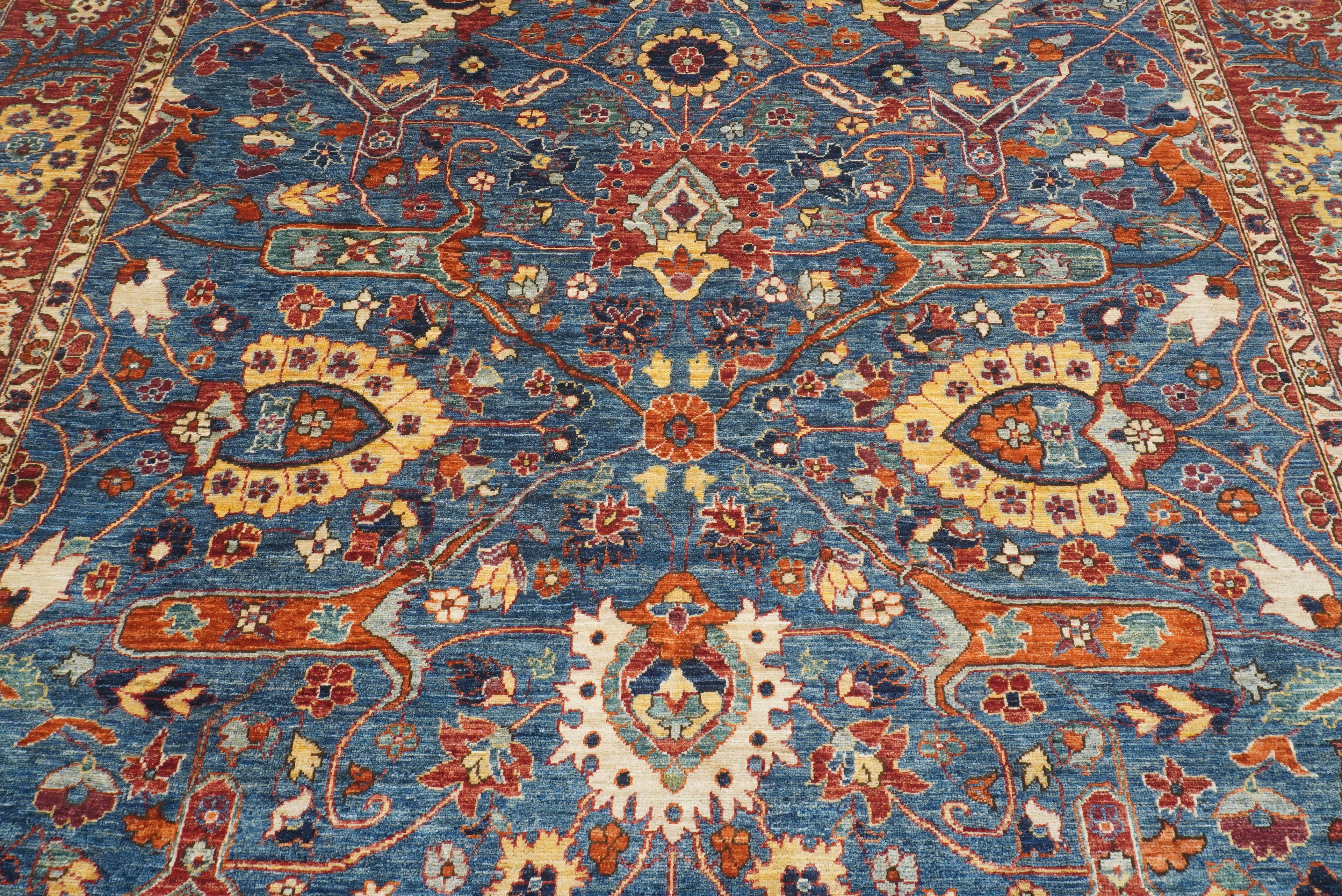 9x12 Blue Afghan Hand-Knotted Wool Traditional Oriental Rug - Yildiz Rugs