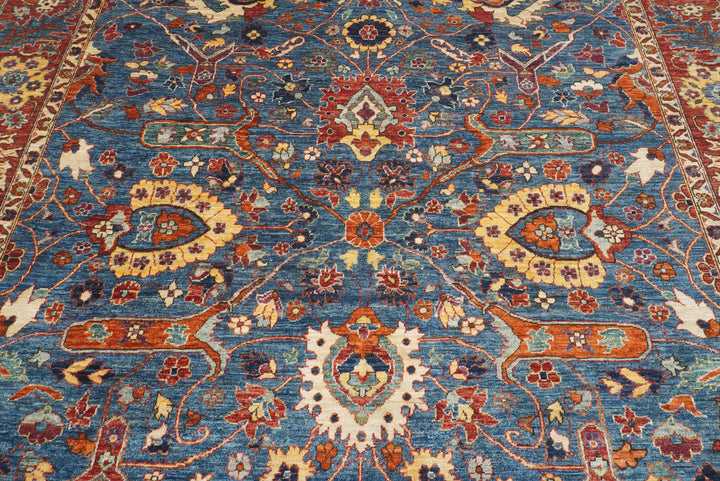 9x12 Blue Afghan Hand-Knotted Wool Traditional Oriental Rug - Yildiz Rugs