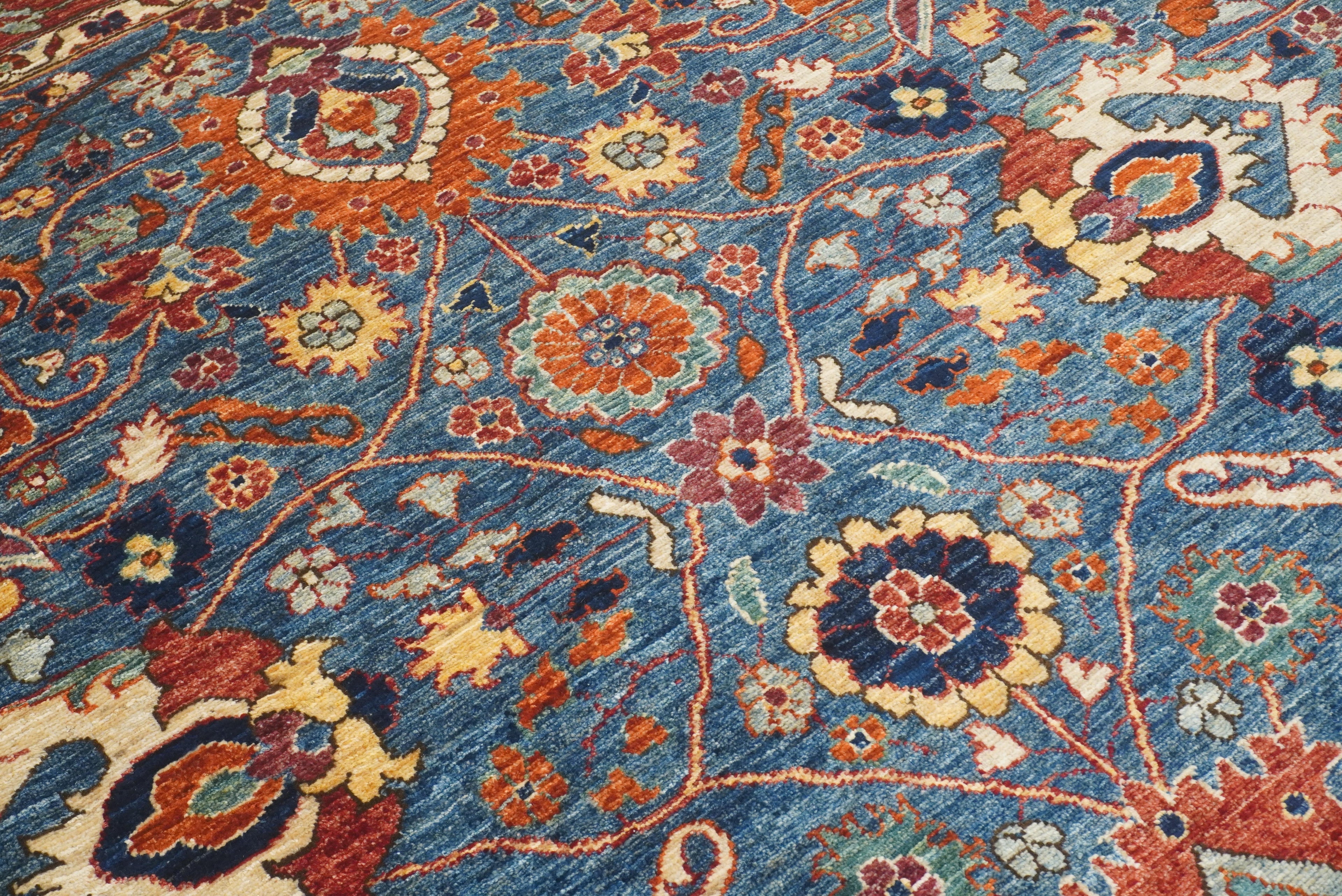 9x12 Blue Afghan Hand-Knotted Wool Traditional Oriental Rug - Yildiz Rugs